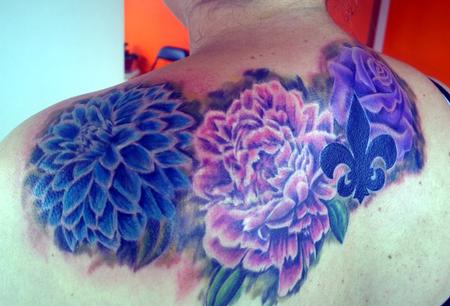 Tattoos - Colorful Feminine Flower Tattoo - 114256